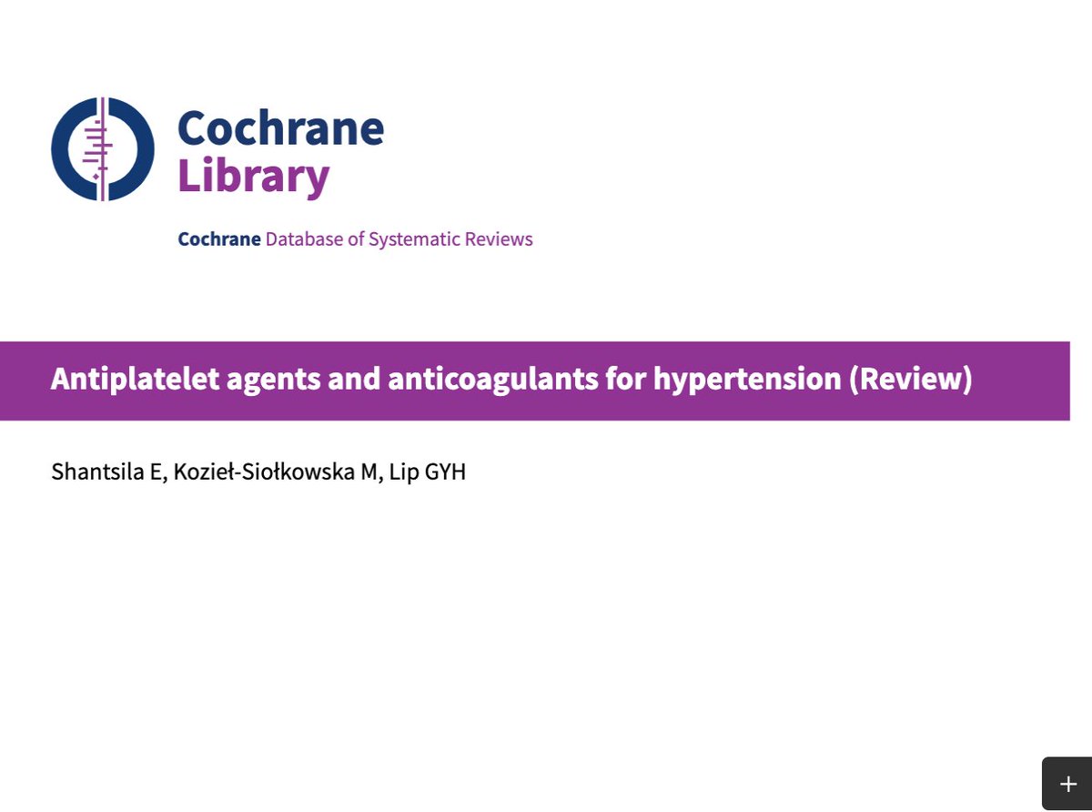 Antiplatelet agents and anticoagulants for #hypertension - 2022 | Cochrane Library <a href="/LHCHFT/">LHCH</a> <a href="/LivHPartners/">Liverpool Health Partners</a> <a href="/LJMU_Health/">LJMUHealth</a>  cochranelibrary.com/cdsr/doi/10.10…