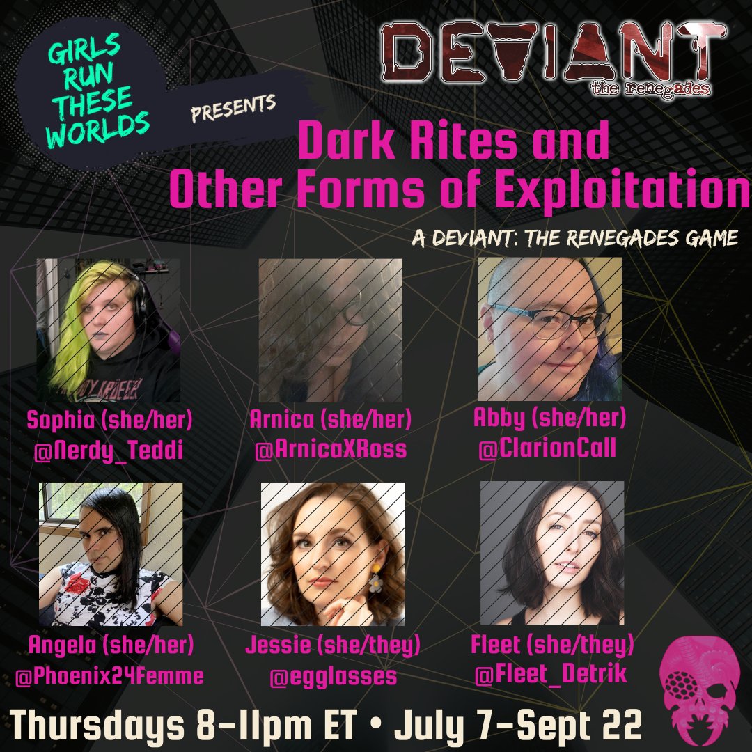 GirlsRunWorlds's tweet photo. Episode 4 Tonight: A stakeout, new problems, and a big concern for the group has just come into view. Our @TheOnyxPath #DeviantTheRenegades stream starts in a few hours! Join @Nerdy_Teddi @ArnicaXRoss @ClarionCall @Phoenix24Femme @egglasses @Fleet_Detrik https://t.co/Mx0RW8JF8q