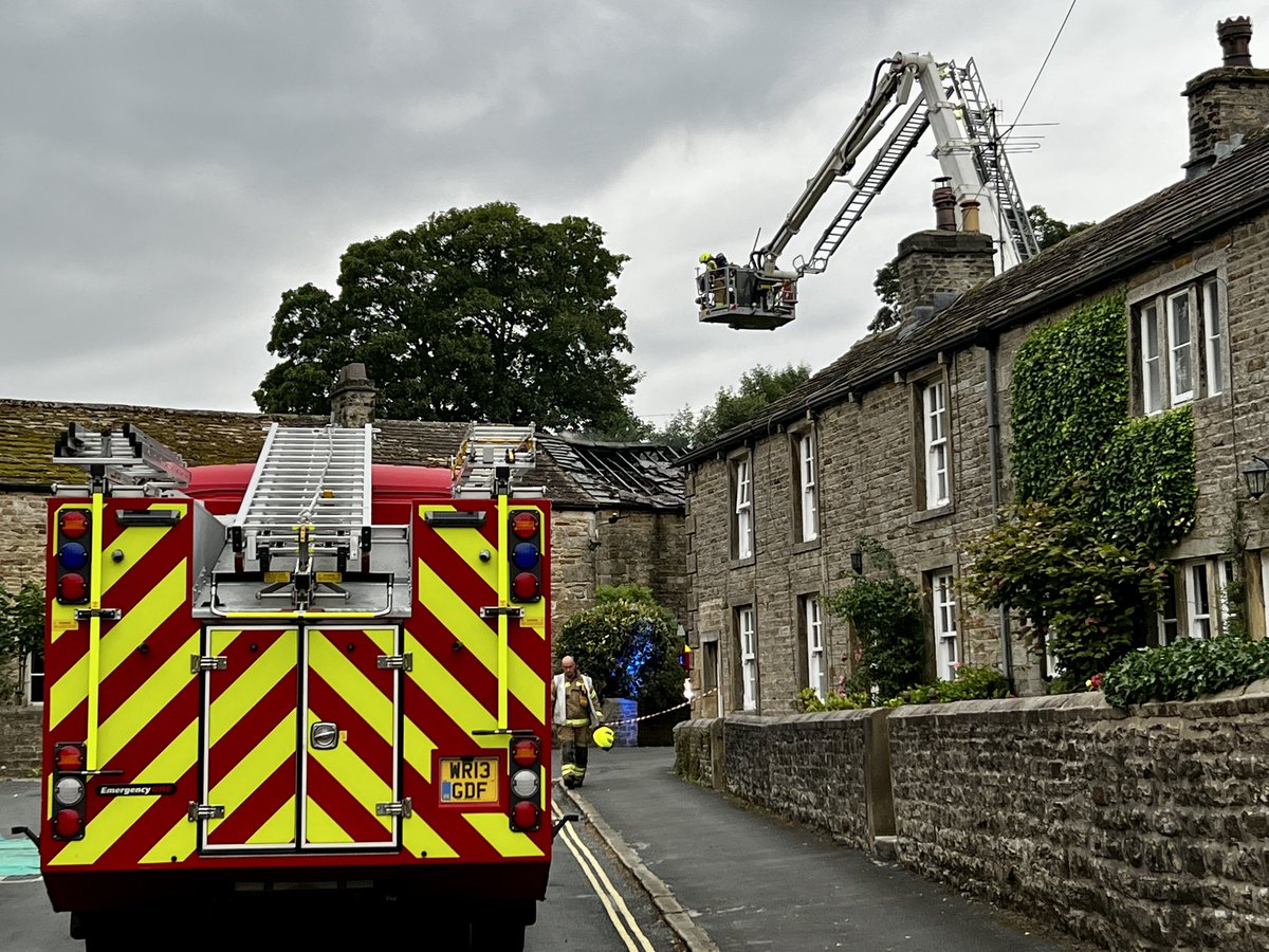 Crews from Grassington Skipton &amp; Harrogate aerial ladder have been dealing with a fire to a property in the village of Burnsall. No persons injured investigation now underway to determine the cause. <a href="/dalesradiouk/">Dales Radio</a> <a href="/CravenHerald/">Craven Herald</a>