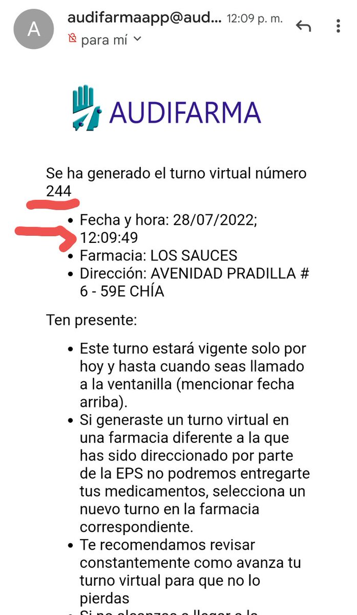 punkgotas's tweet photo. @Audifarma_SA podrían contemplar una nueva sede en Chía, últimamente son necesarias casi 4 horas para ser atendido.

Se comenta que la congestión es porque ahora atienden 6 EPS más.
Crecer es genial, pero por favor no brinden un mal servicio.
#Salud

@Compensar_info  @Supersalud https://t.co/MvA0GDqJgw