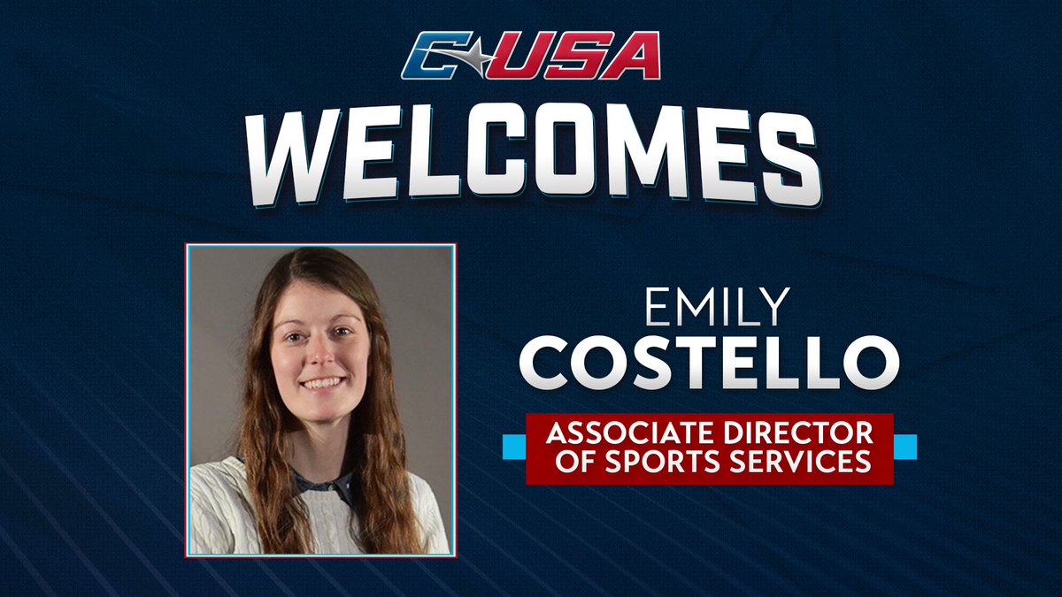 ConferenceUSA's tweet photo. Conference USA welcomes 𝑬𝒎𝒊𝒍𝒚 𝑪𝒐𝒔𝒕𝒆𝒍𝒍𝒐, who is joining our staff as Associate Director of Sports Services.

Welcome to the C-USA family, Emily! 🎉 https://t.co/n3eZyC88GE