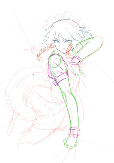 久しぶりにえっちじゃない東方の絵を描いてますん⏱️🗡️