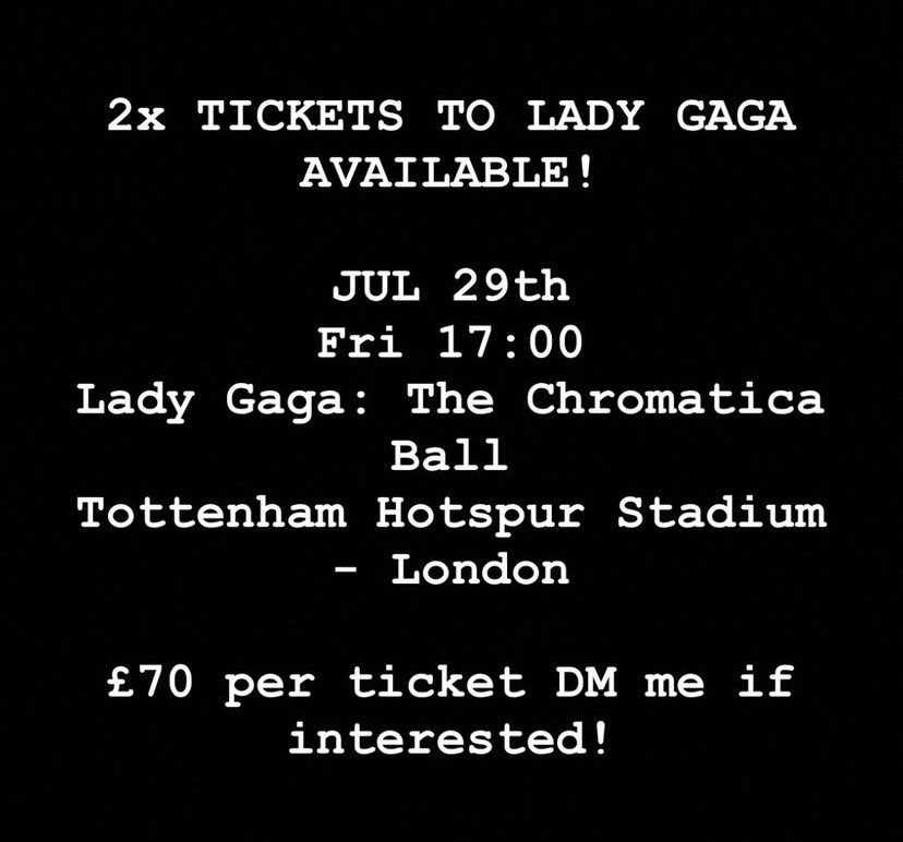 #ladygagaticket #ladygaga #tottenhamstadium #TheChromaticaBall #tickets #london #ladygagatour