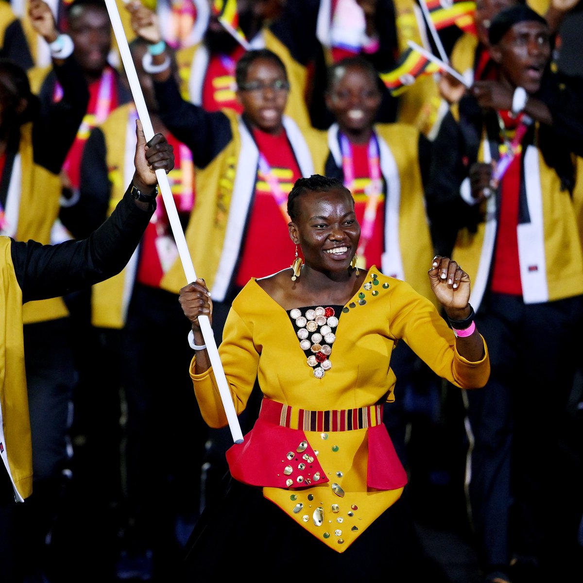 NetballSL's tweet photo. Leading out her country 🇺🇬

A proud moment for @SurreyStorm's @peace_proscovia who is flagbearer for Uganda 👏

We're not crying, you are 😭 #B2022 https://t.co/vgPewljebS