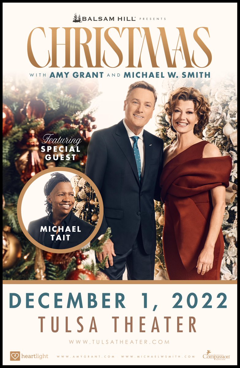 TULSA! 🎁 Christmas with <a href="/amygrant/">Amy Grant</a> &amp; <a href="/michaelwsmith/">Michael W. Smith</a> ❄️ plus special guest <a href="/michaeltait7/">Michael Tait</a> 🎄🌟 On Sale Now ~ Hurry! 🦌🛷 bit.ly/AMYGRANTCHRIST…