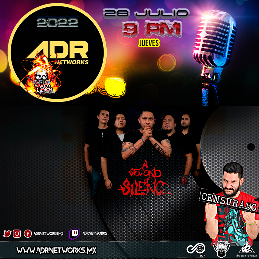 nakedlunchgr's tweet photo. Jueves 28 Julio #9pm a través de @adrnetworksmx #programa23 en cabina @secondofsilence que nos viene a presentar su primer LP “Between Shadows and Oblivion” y un video oficial correspondiente a su próximo sencillo: “Renacer” (9 pm) por las redes de #ADR con #JaviGamboa https://t.co/XGTnKRa0pt
