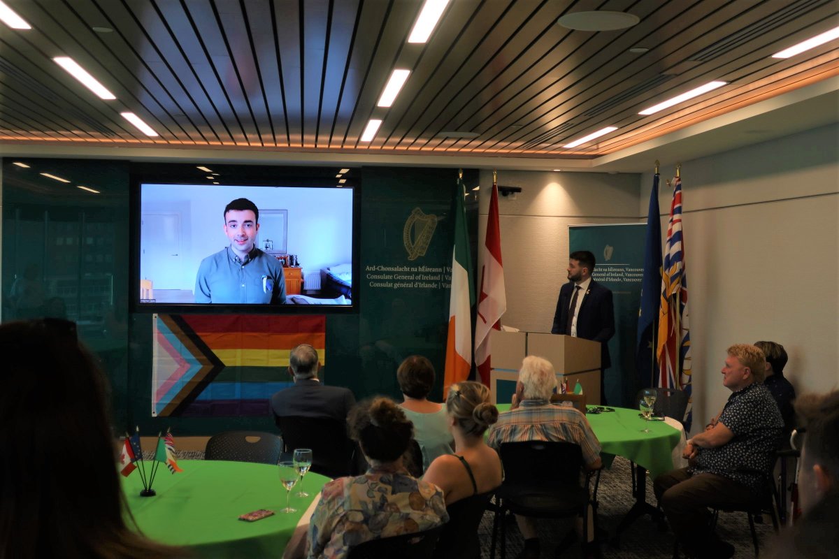 IrlinVancouver's tweet photo. We were honoured to be joined virtually by @MauriceJCasey, Historian &amp; Curator of #OutintheWorld, along with the incredible Chris Morrissey, who along with her partner Bridget Coll, is included in the exhibition 📖

💻 - https://t.co/RPYxNRw9gD https://t.co/LJ2tKZ1NqD