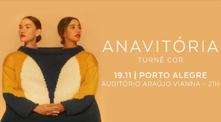 ⚠️ ESTOU VENDENDO DOIS INGRESSOS PRO SHOW DAS ANAVITORIA EM PORTO ALEGRE - RS ⚠️ 
plateia lateral baixa R$180 (valor que foi pago) entradas inteiras!
rt do bem pra ajudar 🙂