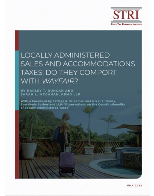 COSTNews's tweet photo. Latest research with @STRInstitute: "Locally Administered Sales and Accommodations Taxes: Do They Comport With Wayfair?" Demonstrates burdens of complying with numerous disparate local tax regimes. @KPMG_US Foreword by @ESsaltlaw https://t.co/KGCzEF0gbO
#statetax #localtax #salt https://t.co/VSJByFUaPV
