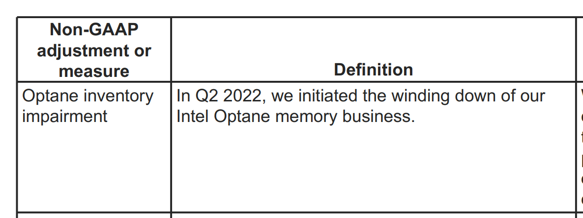 For those wondering if Intel is winding down Optane DCPMM or Optane SSD or Optane Memory - it's all of it.