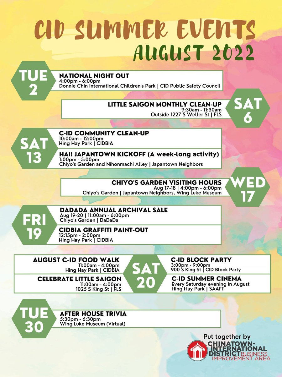 Don’t miss out on August events in the Chinatown-International District, such as Hai Japantown, CID block party, CID food walk, and Celebrate Little Saigon!