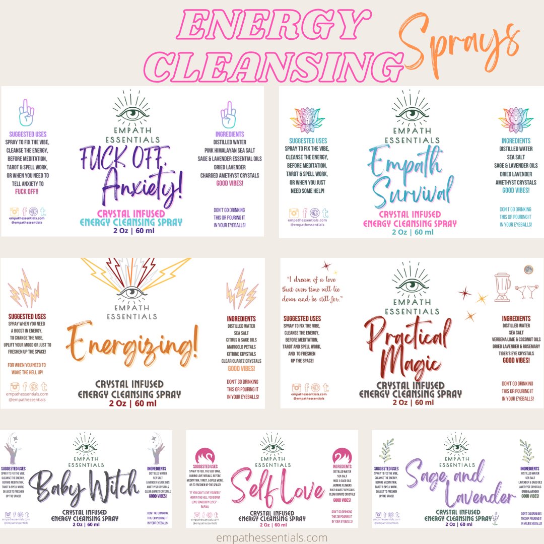 Empath Energy Cleansing Sprays in the shop! $5 flat rate shipping and free shipping on orders over $50. empathessentials.com