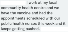 We're hearing that clinics have been in receipt of 0-5 vaccine since Monday in preparation for first doses to be given yesterday but are waiting for an announcement from the Minister to turn on booking. We'd love to hear from anyone with more info, especially @JasonCoppingAB.