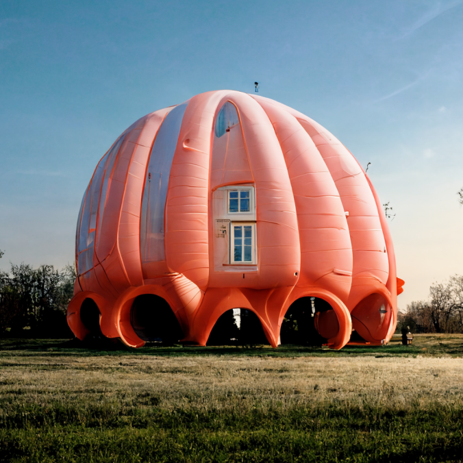 midweird's tweet photo. inflatable house @midjourney 

#midjourney #art #ArtificialIntelligence #AIart #digitalart #generativeart #discodiffusion #aiartcommunity  #nft #MachineLearning #ArtistOnTwitter #DeepLearning https://t.co/knWC3XtgdJ