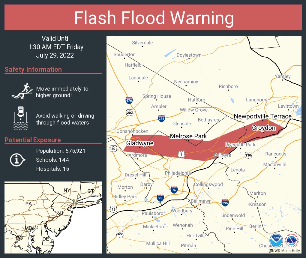 NWS Mount Holly on Twitter "Flash Flood Warning including Croydon PA