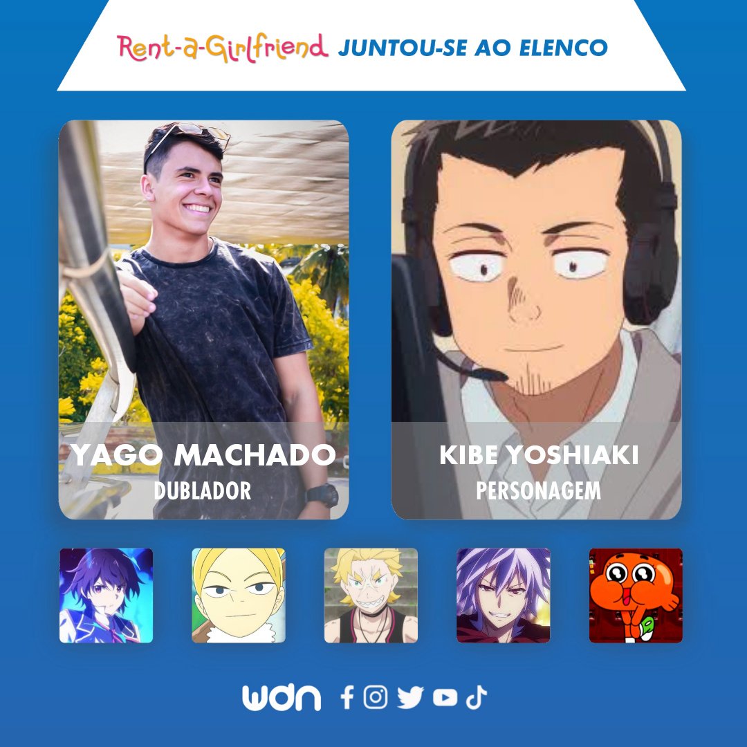 WDN - World Dubbing News on X: 🌻 Novos dubladores juntam-se ao elenco de  Rent-a-girlfriend: • João Victor Granja como Shun Kuribayashi • Yago  Machado como Kibe Yoshiaki  / X