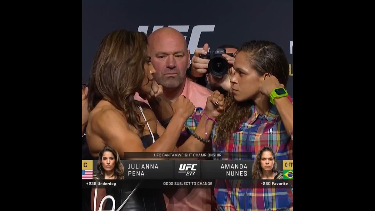 Julianna Pena vs. Amanda Nunes staredown video from UFC 277 press conference - MMAmania.com