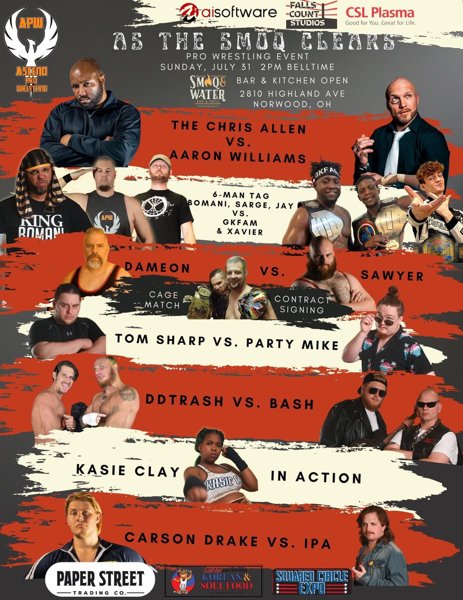 AscendProW's tweet image. The return to Norwood is imminent!

Ascend Pro Wrestling @ Smoq &amp;amp; Water: As the Smoq Clears comes to Highland Ave for another great outdoor event, and one of the last stops on the road to Ascend Pro Wrestling: Ascend the Throne (3 Year Anniversary Show).

guestlist.co/u/ascendpro