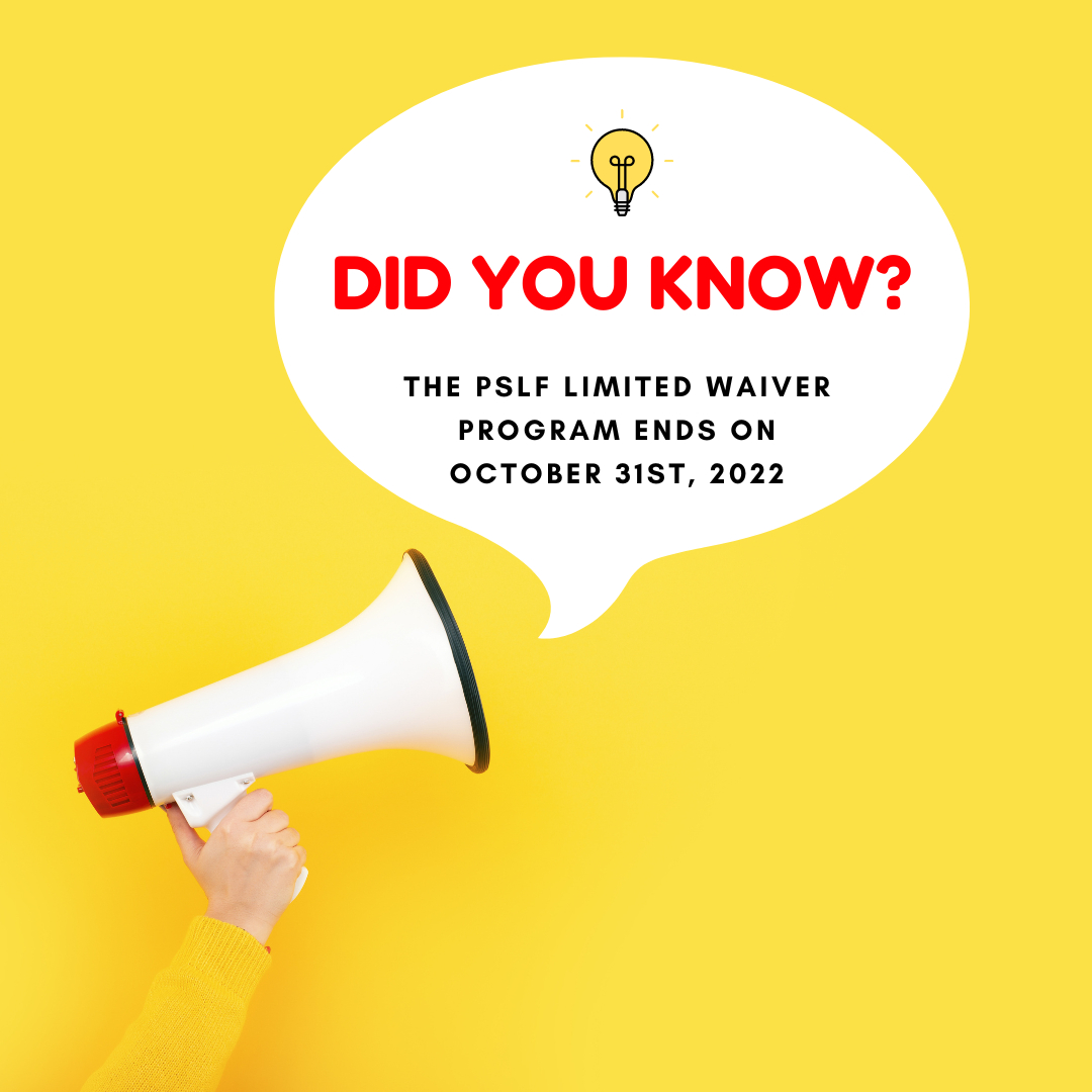 _Studentloandoc's tweet photo. Did you know that for a limited time, you may receive credit for past periods of repayment on loans that would otherwise not qualify for PSLF? The deadline to complete this application is October 31st. 2022.

Tip: Text the word PSLF to 267-609-6284 to register for our FINAL LIVE https://t.co/lSacPKmeii