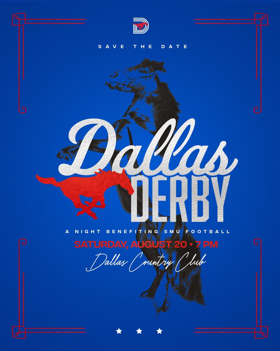 𝐃𝐚𝐥𝐥𝐚𝐬 𝐃𝐞𝐫𝐛𝐲 🐎 Join us for a night of pageantry and pride! Festivities include dinner with silent, live auctions, and so much more. All proceeds benefit @SMUFB. SIGN UP: one.bidpal.net/dallasderby/ti… #PonyUpDallas