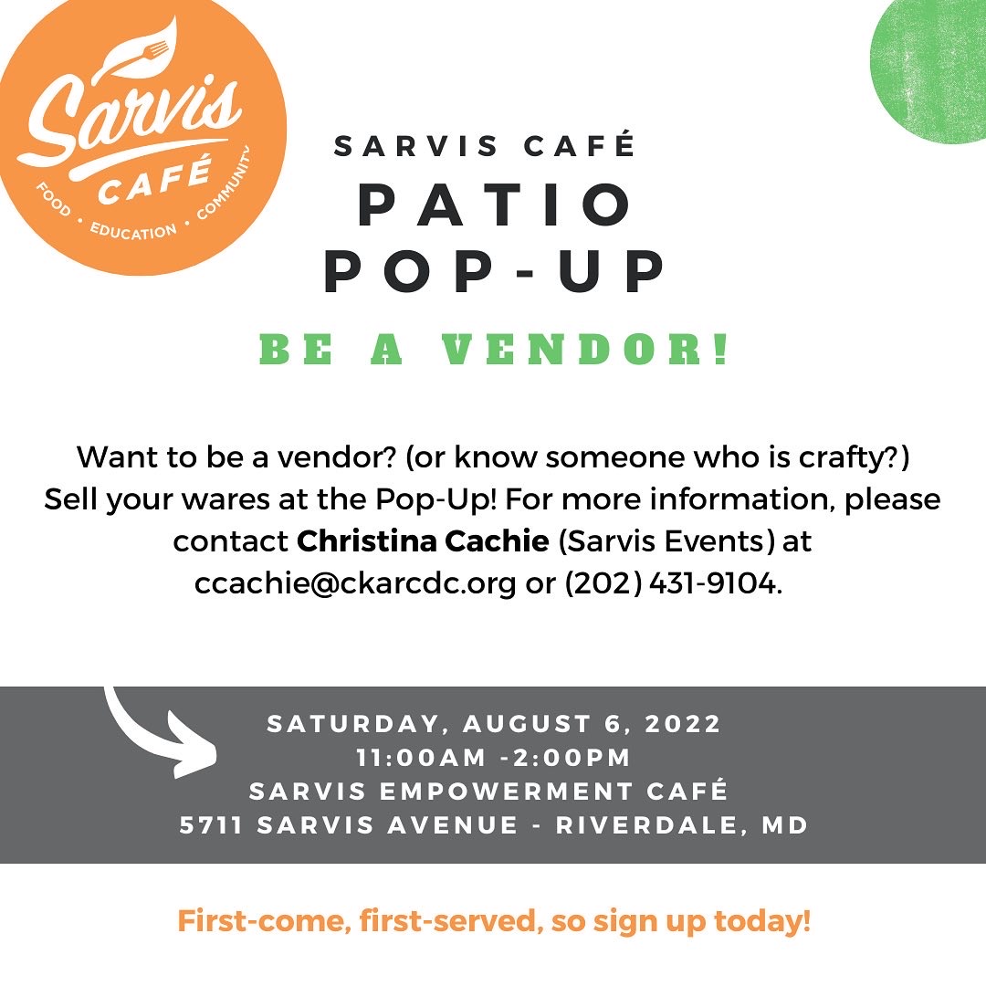 Prince Georgians, come out to the Sarvis Cafe Patio Pop-Up Bazaar! The Bazaar will feature unique wares and crafts produced by small local businesses. You can shop local from 11:00 AM to 2:00 PM in the new Sarvis Café patio. We can’t wait to see you there.