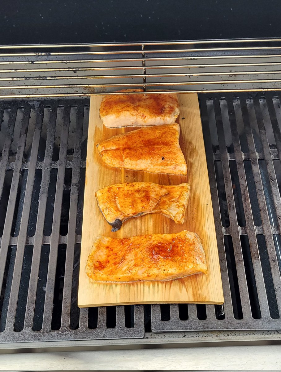 bcb490's tweet image. Appy tonight was tongues with main courses as cedar planked salmon and pan-fried cod (no pic, my bad). All cooked outside cause that's how we roll