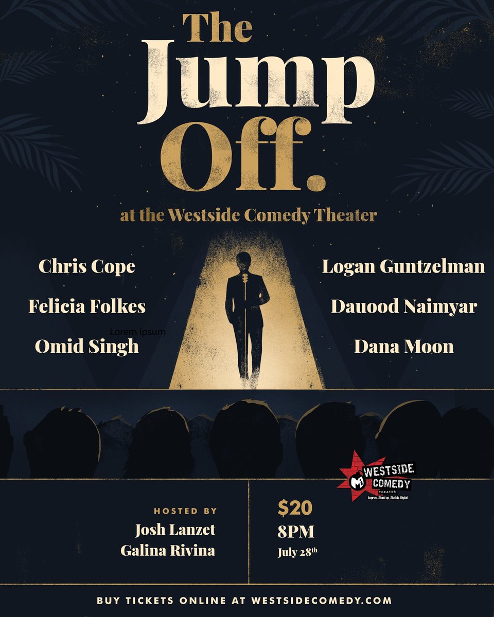 westsidecomedy's tweet image. The @JumpOff_Comedy team is back tonight with a lineup that will CRUSH. Come at 8pm and witness it. No drink minimum. Tickets at westsidecomedy.com.

@ChrisCopeComedy @adirtyguntz @FelFatale @Dauood_Naimyar @omid_singh @DanaMoonme #losangeles #livecomedy #standup