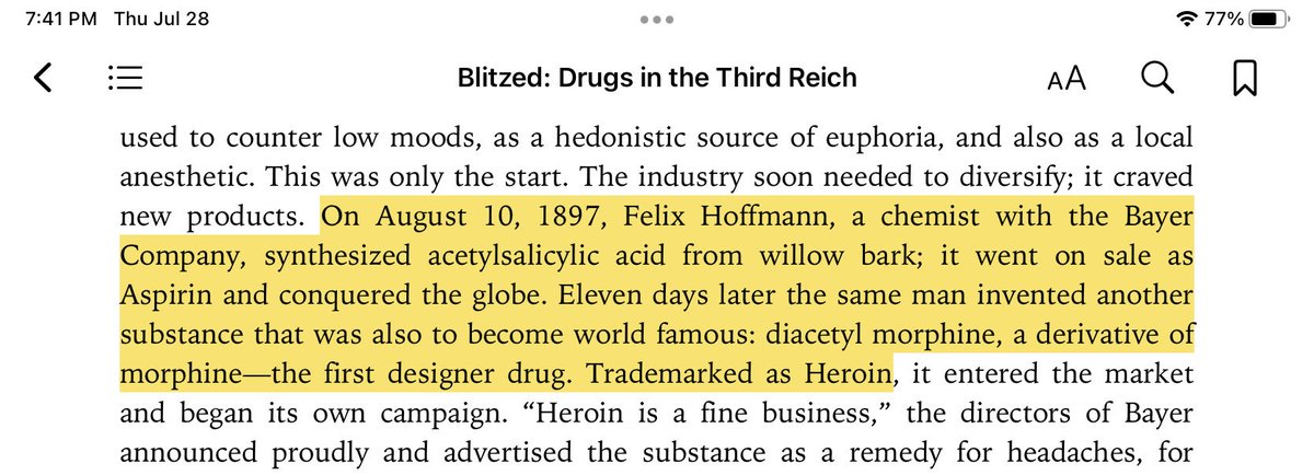danshipper's tweet photo. The same person invented Aspirin and heroin…11 days apart 🤯 https://t.co/NmoJU2J4z0