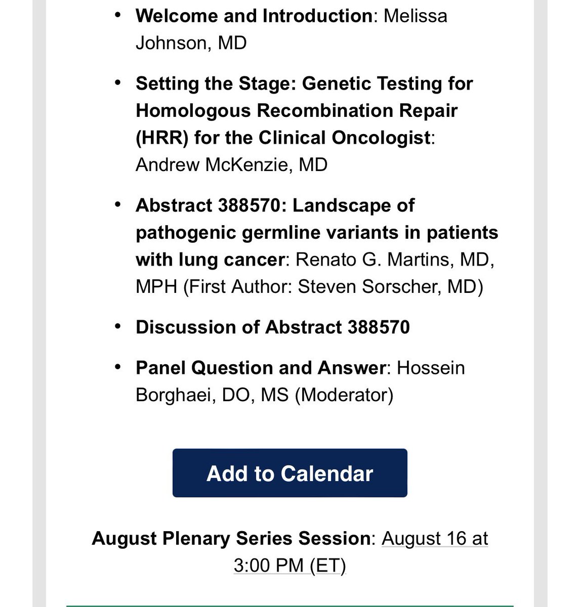 The @ASCO Plenaries series are back: book your calendar for August 16th, 3pm EST ….because Science can’t wait! asco.org/meetings-educa… @OncoAlert