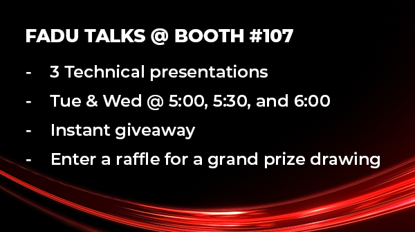 FaduTechnology's tweet image. During #FMS2022, join our FADU storage experts on Tue and Wed evenings. They will be presenting their technical papers on a variety of #SSD topics from 5:00, 5:30 and 6:00pm in FADU Booth 107.