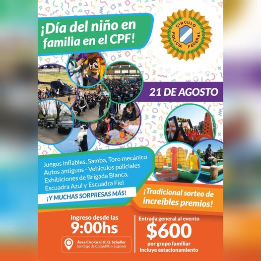 🚩 #ÁreaSchuller │ ¡Vení a festejar el #DíaDelNiño👦🏻👧🏼 en el #CPF! El domingo 21 de agosto desde las 9hs. tenemos preparada una jornada inolvidable para disfrutar en familia. Queremos homenajear a los más peques con un montón de actividades, ¡DIVERSIÓN SUPER-ASEGURADA😀!