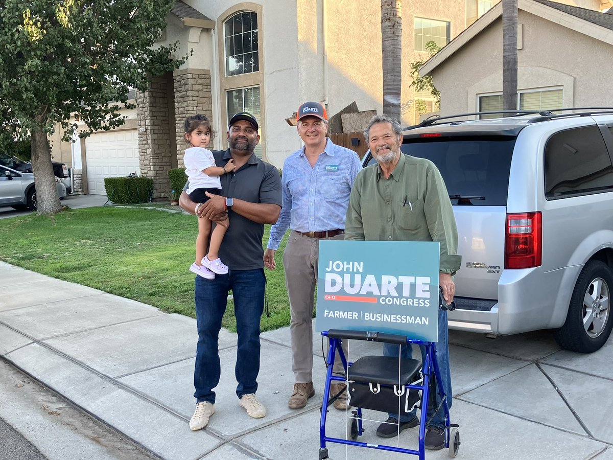Duarte4Congress's tweet photo. Another great day walking in Delhi! Met some folks that are tired of career politicians and want a better future for their children! Let’s send a farmer to Congress to be the voice of our hardworking families!

#CA13 #DuarteForCongress https://t.co/XdBfmRkMOt