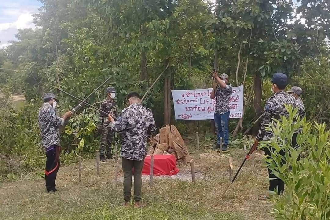 In a village of Kani Township, people protested against the terrorist regime, in vigor.   #2022July29Coup #WhatsHappeningInMyanmar