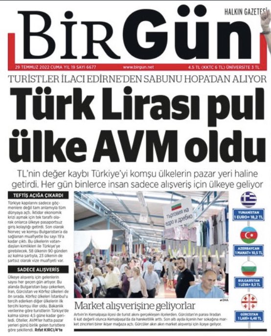 #UyanTürkiye !

Turistler ilacı Edirne’den sabunu Hopa’dan alıyor: Türk Lirası pul ülke AVM oldu! (Birgün)