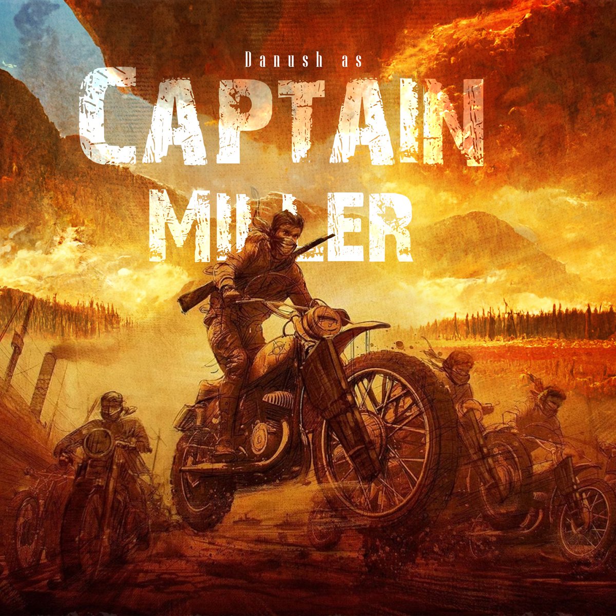 MuRuGaN_11's tweet photo. Fanmade Posters using MiDjourney Ai
#Dhanush #CaptainMiller #AO2 
@dhanushkraja @midjourney @selvaraghavan @RedGiantMovies_ https://t.co/zmJhh6aPpw