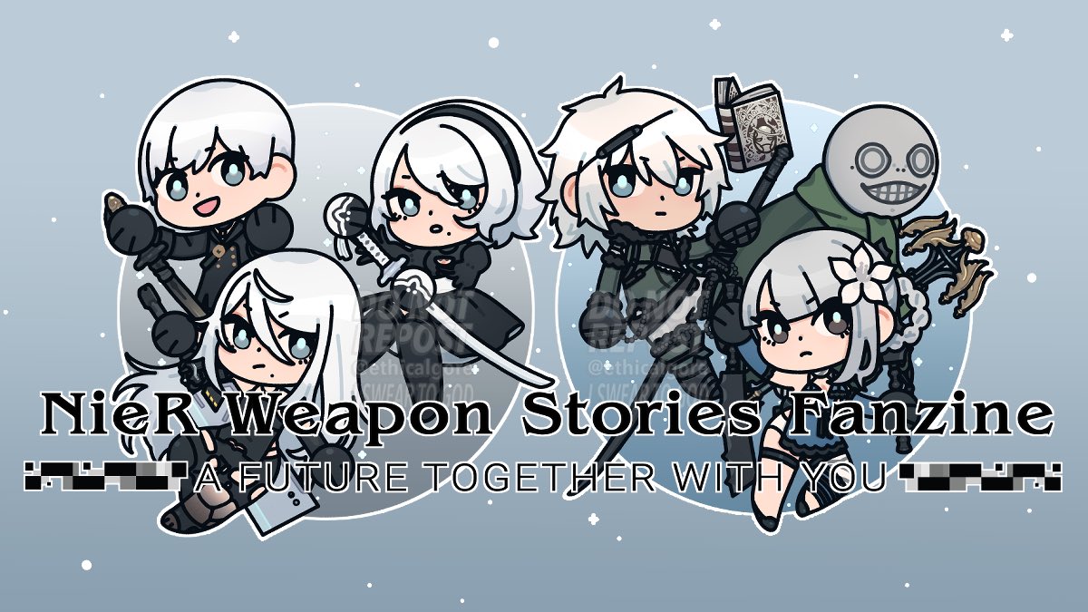 ⁦while im here for the nier church madness make sure to check out <a href="/WeaponStoryZine/">Drakengard Weapon Stories Fanzine</a>⁩ for a very fun zine i did a pair of stickers for
pre orders end soon so get it while you can everything is great