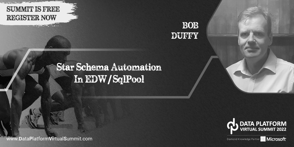 DataAISummit's tweet photo. Star Schema Automation in EDW/ SQLPool by @bob_duffy
Block your seat for FREE.
https://t.co/22aPz1kyd9
Check out the session schedule: https://t.co/2feCV9hhXQ
Thanks for Share/RT
#StarSchema #Automation #EDW #SQLPool #DataPlatformSummit https://t.co/GFH6sUwO55