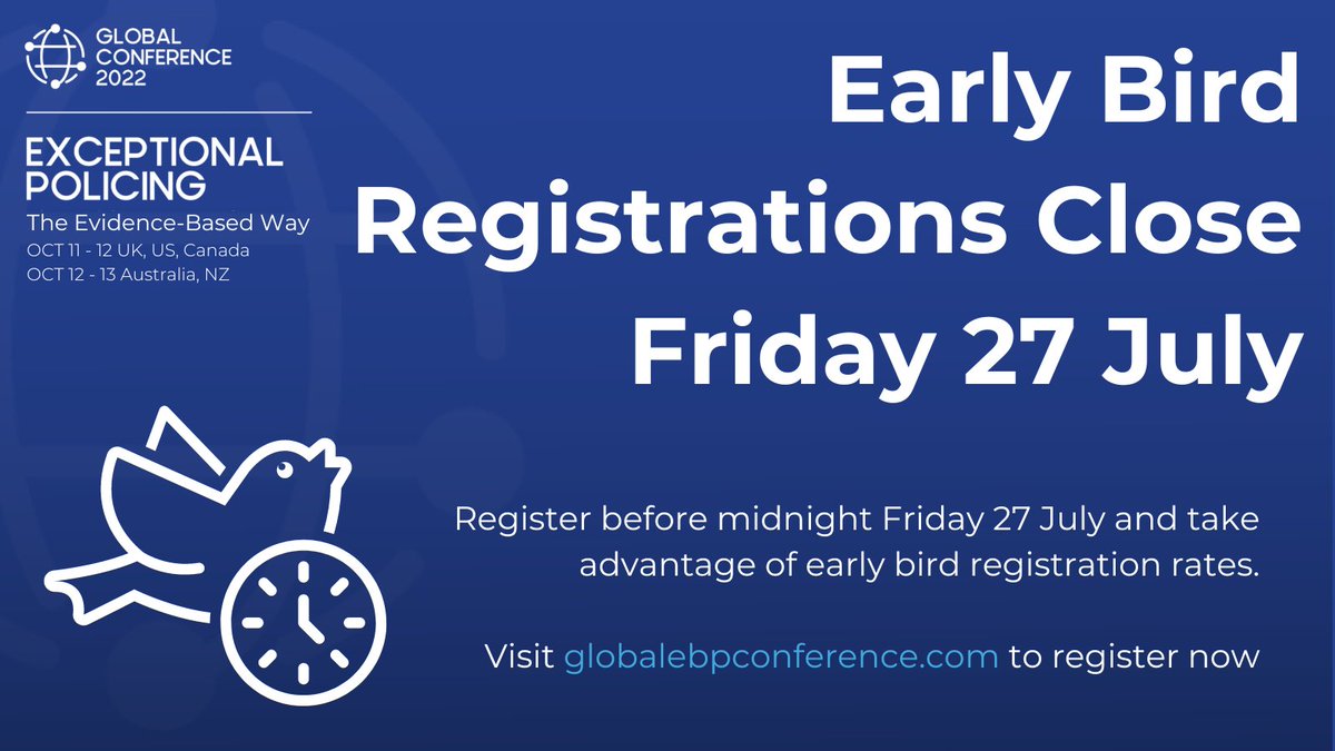 Join your peers at this GLOBAL conference, highlighting cutting-edge Evidence-Based Policing practices from around the world. Register now at globalebpconference.com #globalebp #SEBP