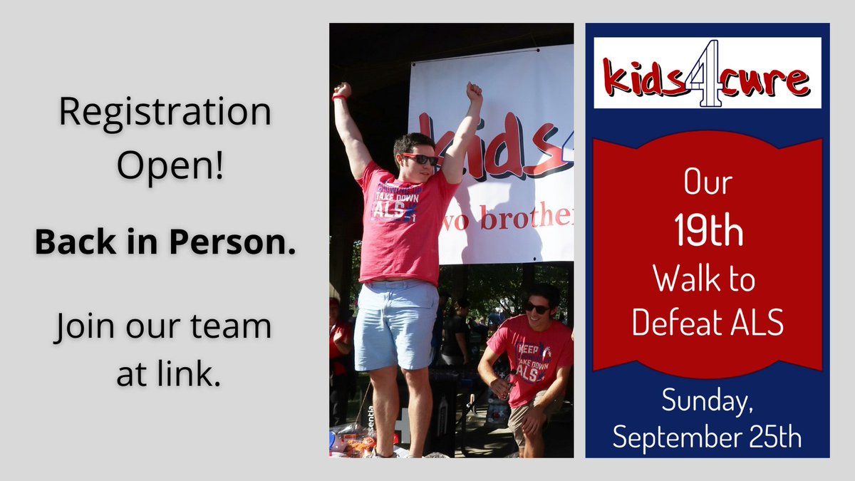 Kids4Cure Team ... we are back in person for our 19th Walk To Defeat ALS!  Registration is open for our September 25th Walk at Winton Woods in Cincinnati. Please visit our page and join our 2022 team: web.alsa.org/goto/SupportOu…  @ALSOhioCnS <a href="/LorriCarey/">Lorri Carey</a> <a href="/LorrisPodcast/">I’m Dying To Tell You Podcast with Lorri Carey</a> <a href="/PaulCareyJr/">Paul Carey</a>