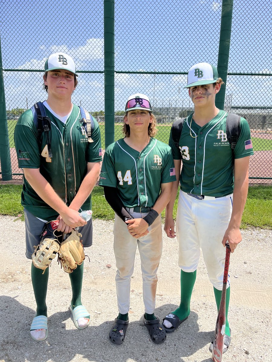 2023 Palm Beach Select National players of the game. Sebastian Mizener got the final 2 outs and earned the win. Riley Gonzalez delivered a 2 out, 2 run line drive single to walk off and Alejandro Broz, who tossed 6.1 great innings to keep Select in the game. Way to go boys!