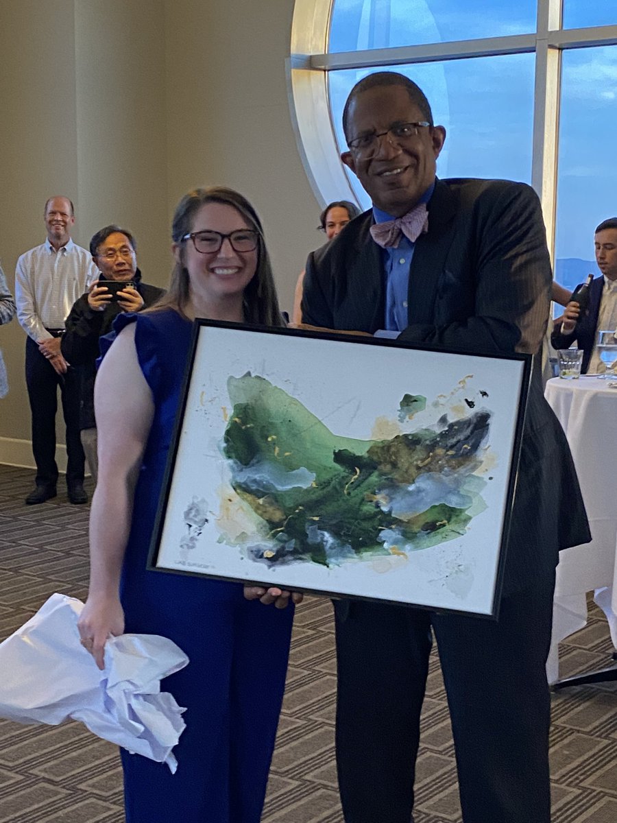 Our amazing Chief Administrative Resident @SamanthaBaker__ presenting @DrVickersUAB with beautiful original artwork created by @LaurenCurwick. @UABSurgery residents rock!