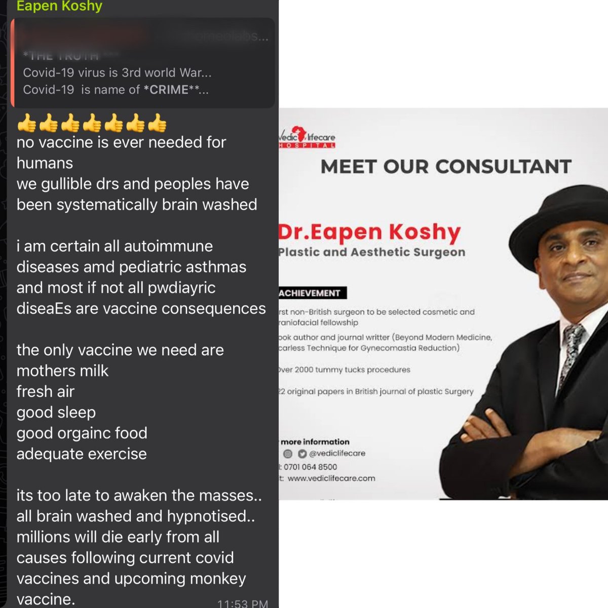 Mother's milk as vaccine for Covid

CMC Vellore Medical College would be really proud

There is an "elite" group of modern medicine trained doctors who have seriously cashed on pandemic using fear mongering, conspiracy theories and disinformation to loot and harm public

Shame!