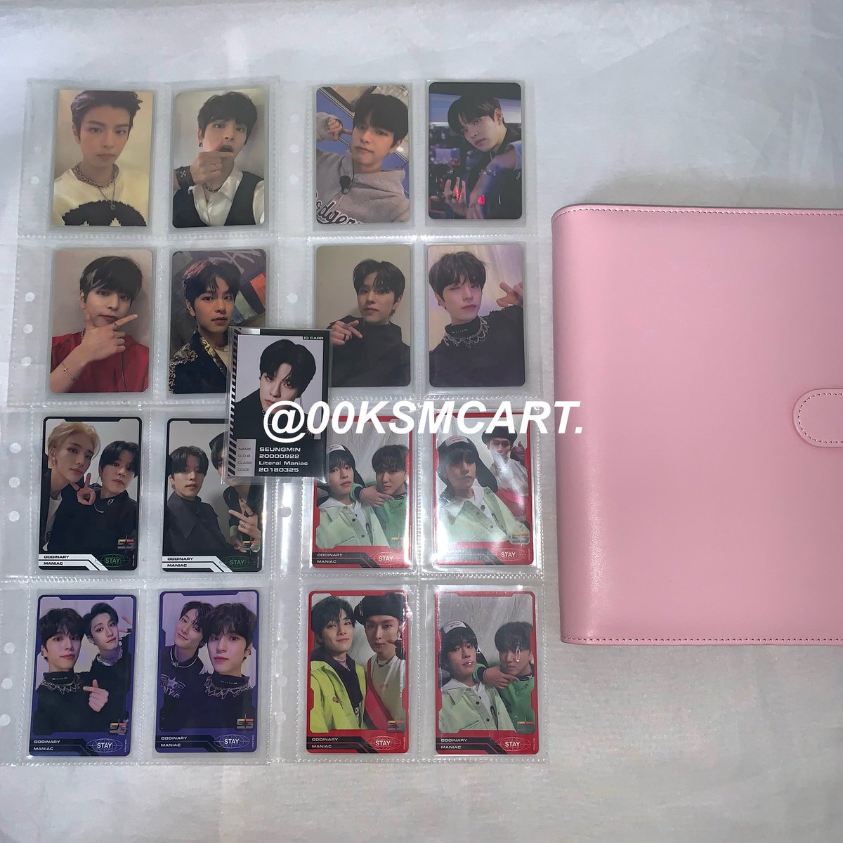 inniejeans's tweet photo. wts lfb ph ꒰ #00KSMCARTSELLS ꒱ 

ʚɞ seungmin set . . . ! 

୨୧ strictly sold as set.
୨୧ can send condi thru dms.
୨୧ sco/ggx.
୨୧ reply or dm to claim.
୨୧ rcbyt. 

t. wts lfb seungmin go live noeasy glitter oddinary trading card pink macaron a5 binder unsealed oddinary scanning ph https://t.co/R7AOOKJZN8