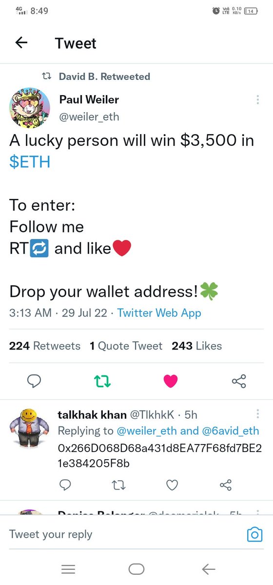 Jarvis46312110's tweet photo. @weiler_eth 0x04e6edd4a9f5084b89657871d6ea87af71c60910 

I not win any time 😭 my bad 😔 https://t.co/cYks8kE7wl