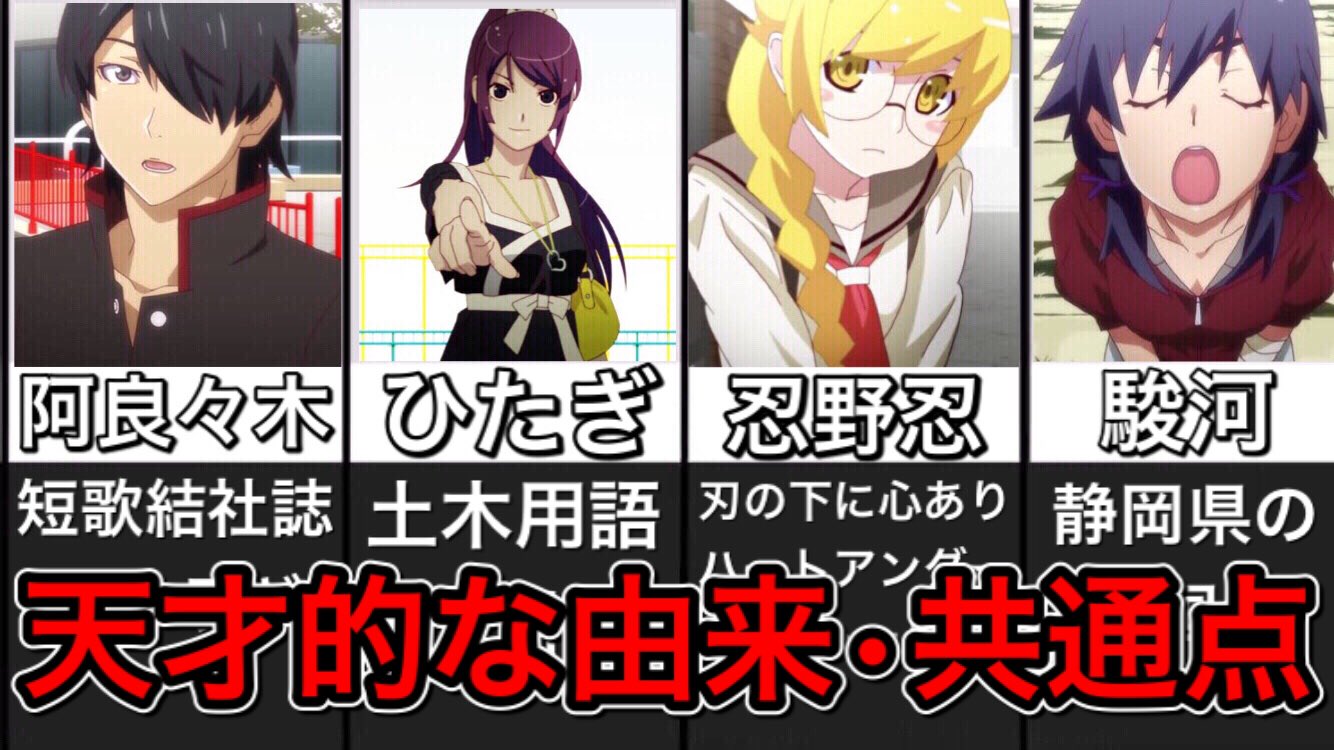 化物語研究所じゃぱないの Youtube1 6万人 4万再生突破 神回 名前に隠された由来 伏線が神業過ぎてすべて西尾維新の計画通りだった 化物語 物語シリーズ T Co Ol9fl9qbjk T Co Bow7he3moz Twitter
