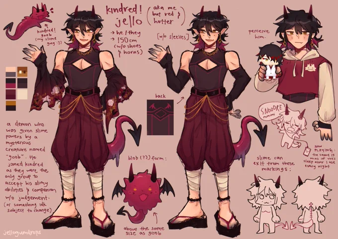 made a full version of my #kindredsona ref ! silly slimy demon boy (red edition) #kindraw 