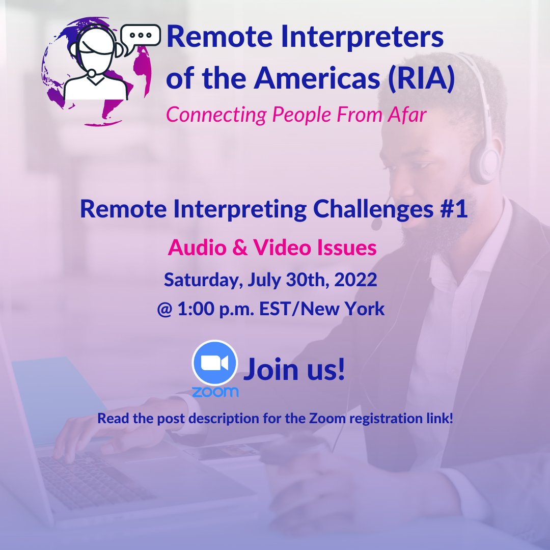 InterpreMed_'s tweet photo. Are you joining @RIAinterpreters meeting on Saturday, July 30th, at 1:00 p.m. EST? #1nt #remote1nt #medical1nt https://t.co/pAC1Q6QGKf