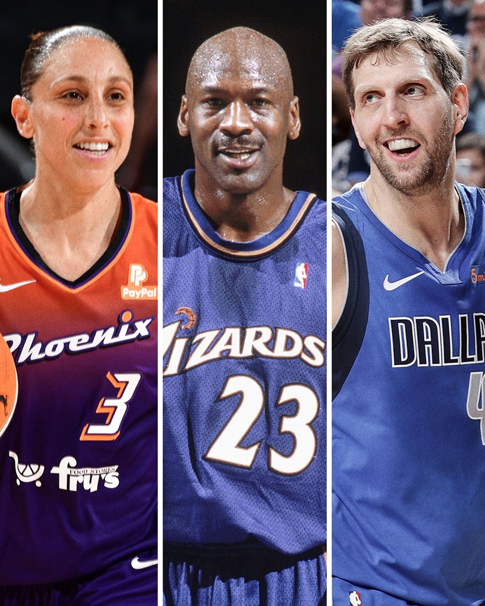 espn's tweet photo. Diana Taurasi joins Michael Jordan and Dirk Nowitzki as the only players in WNBA/NBA history to record a 30-point game at age 40 or older 👏 https://t.co/UEL9Y8dREp