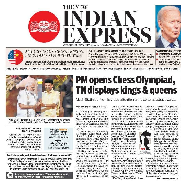 olympiad: Madras HC orders Tamil Nadu govt to publish photos of President,  PM in ads of Chess Olympiad - The Economic Times