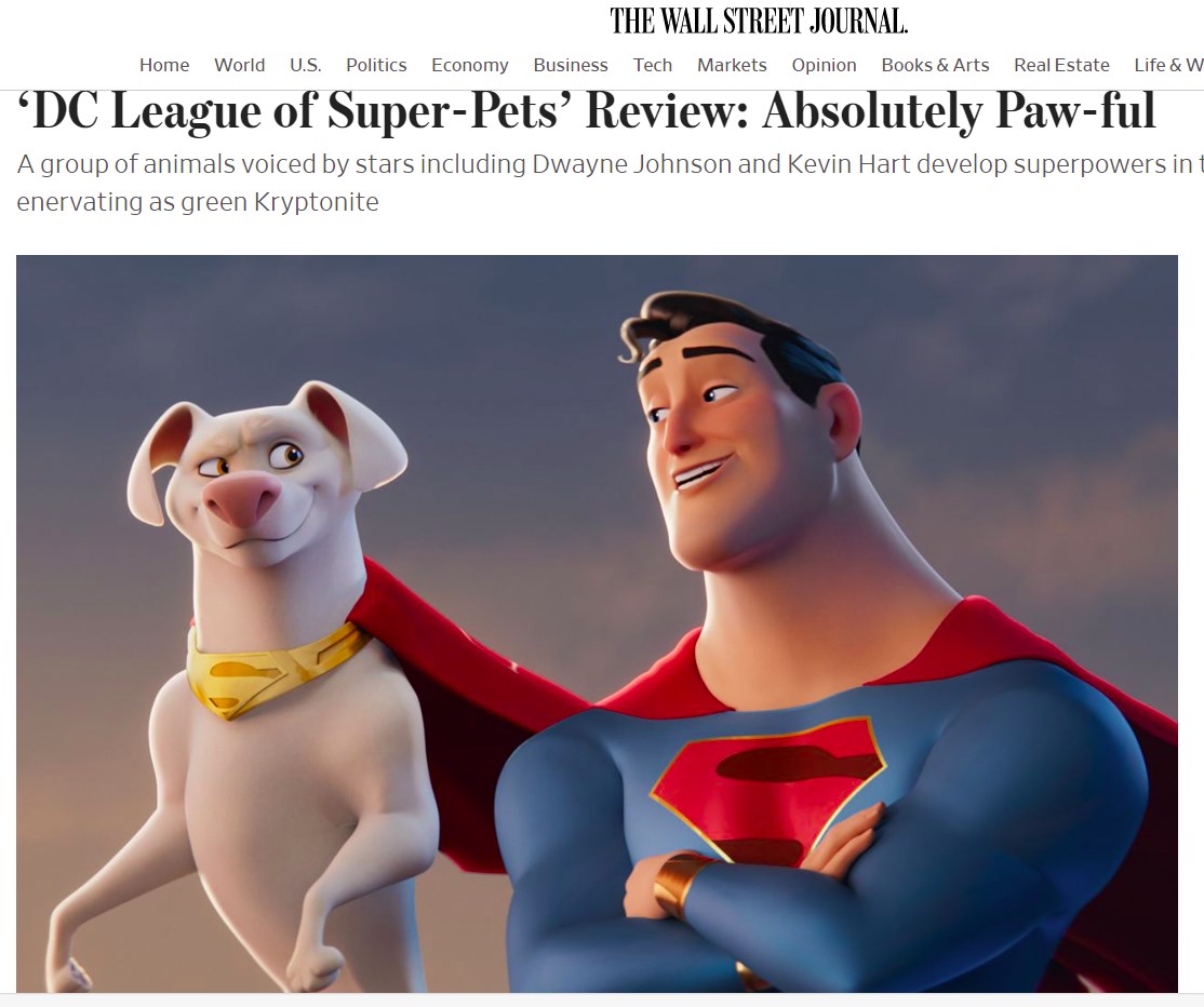 MikeChillit's tweet image. #Pawful Hint: this reviewer didn&apos;t care for the &apos;movie&apos;.

wsj.com/articles/dc-le…